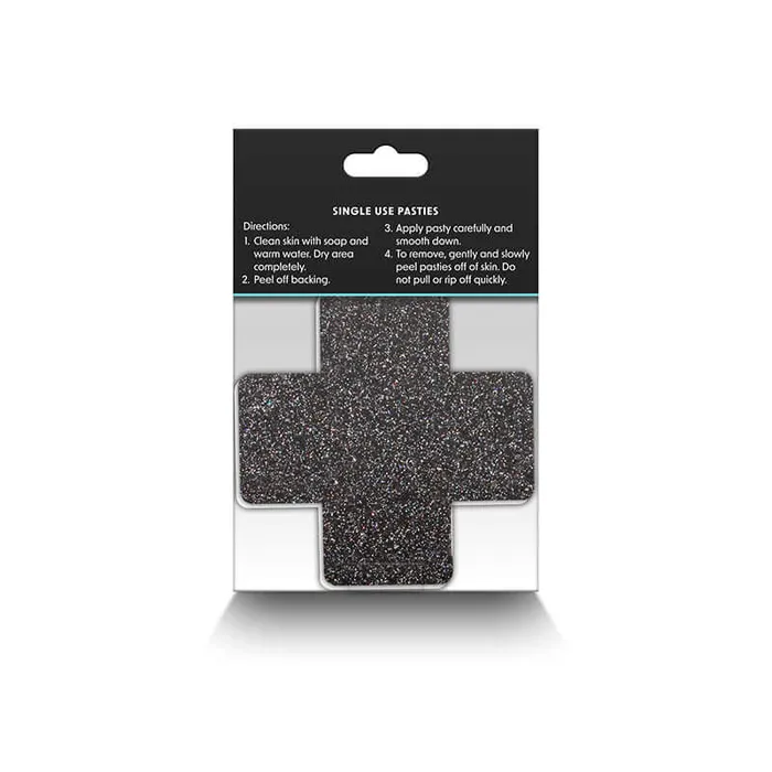 Anal Pretty Pasties Glitter Cross Pasties in BlackGold 2 Pairs by NS Novelties NS Novelties