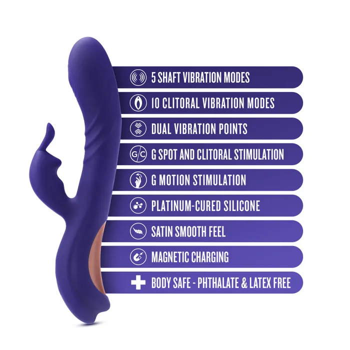 Blush Female Sex Toys Blush Harper 875 Inch G Spot Clitoral Dual Stimulation Silicone Rabbit Vibrator With 5 Shaft Vibrations Midnight